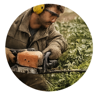 Gardener mid-job